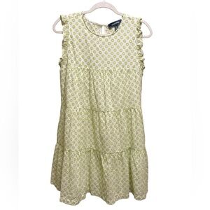 ModCloth Day Tripping Eyelet Flower Fields Trapeze Dress Green White Sz‎ M NEW